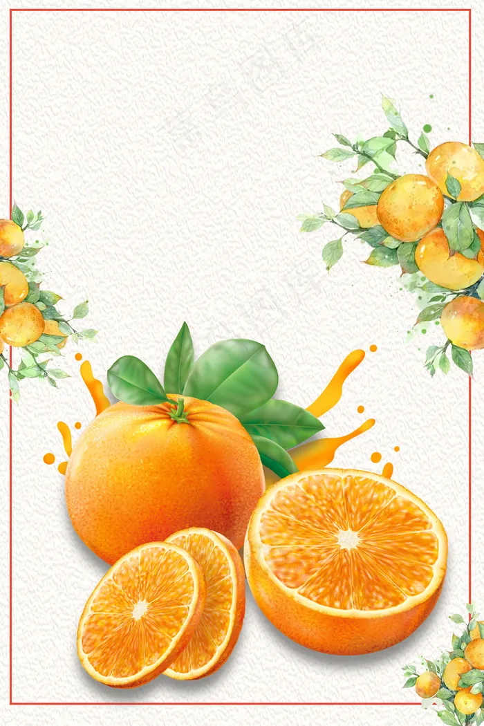 小清新新鲜蜜桔水果(3545*5315px 	      )psd模版下载