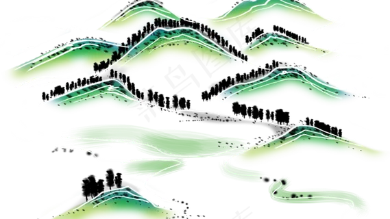 中国风国画丹青山水