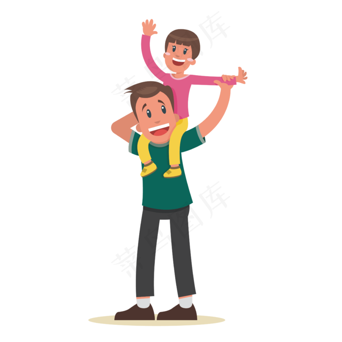 卡通开心的父子矢量素材