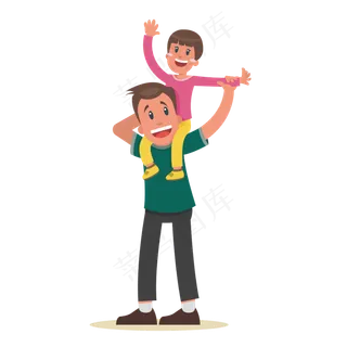 卡通开心的父子矢量素材