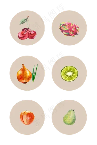 创意水彩水果蔬菜装饰素材
