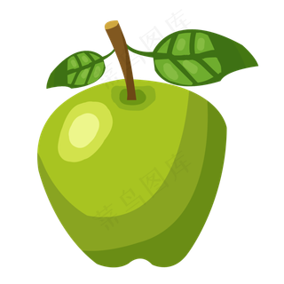 卡通可爱绿色苹果