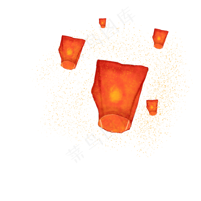 红色中秋节中秋灯笼孔明灯传统习,免抠元素(2000*2000px 300 dpi )psd模版下载