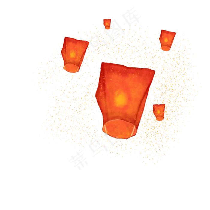 红色中秋节中秋灯笼孔明灯传统习,免抠元素(2000*2000px 300 dpi )psd模版下载