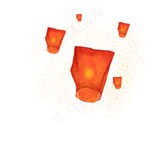 红色中秋节中秋灯笼孔明灯传统习,免抠元素