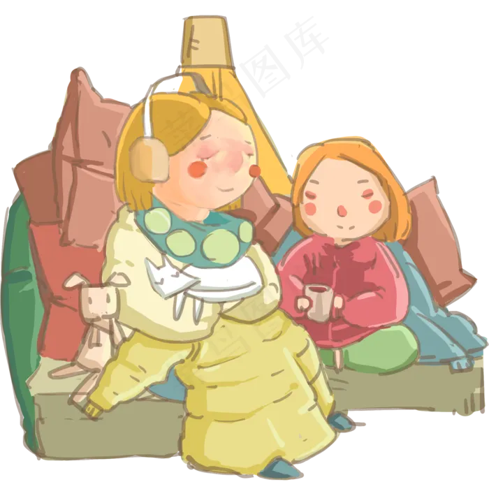 农历年水彩中国风取暖,免抠元素(2000X2000(DPI:300))psd模版下载