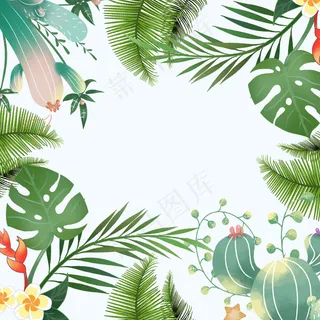 手绘卡通热带植物 手绘卡通热带植物