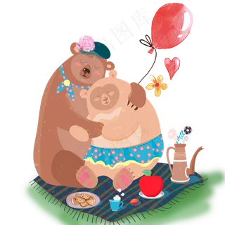 可爱的熊猫和气球