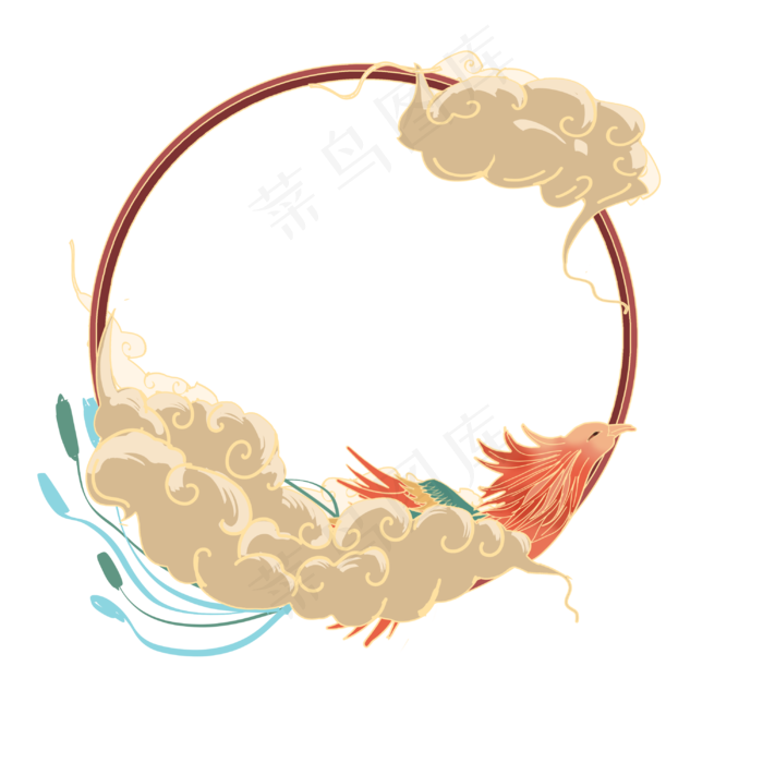 国潮 祥云凤凰边框