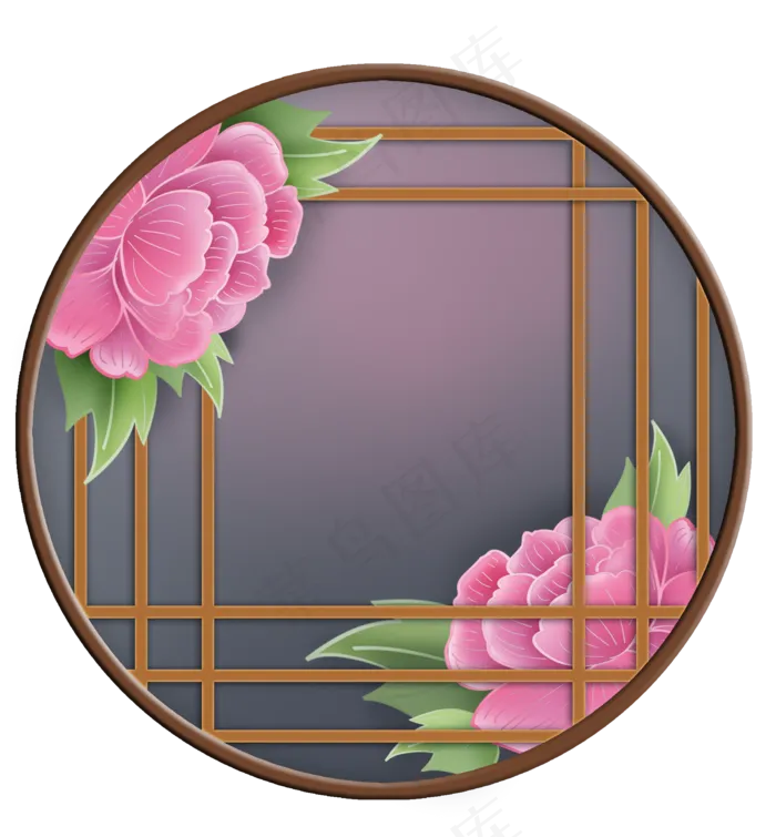 中国风牡丹花窗格窗框(2000X2158(DPI:299))psd模版下载