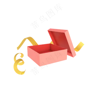 C4D立体粉色礼盒,免抠元素