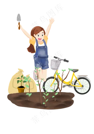 植树节开心的小女孩