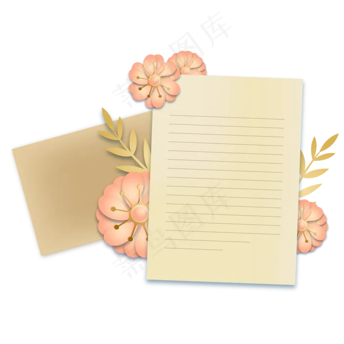 复古花朵和信封(2000*2000px 300 dpi )ai矢量模版下载