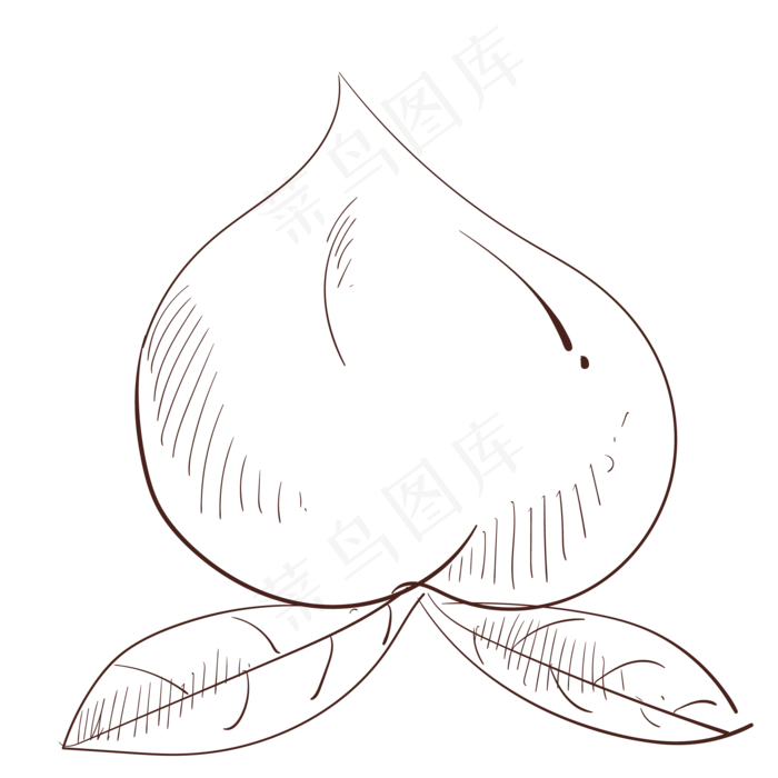线描水果桃子(2000*2000px 300 dpi )ai矢量模版下载