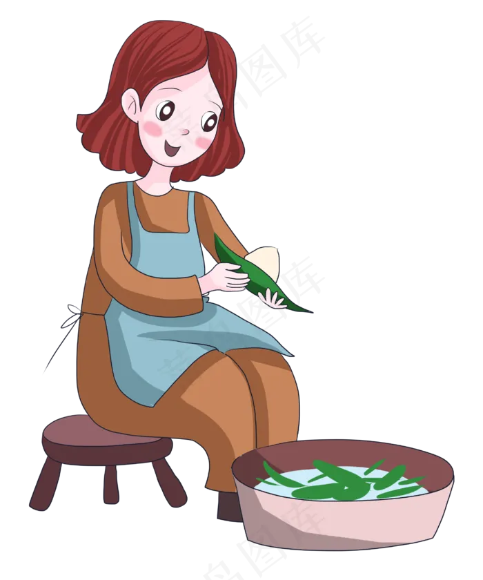 端午节板绘小女孩吃粽子PNG素材(2952X3543(DPI:300))psd模版下载