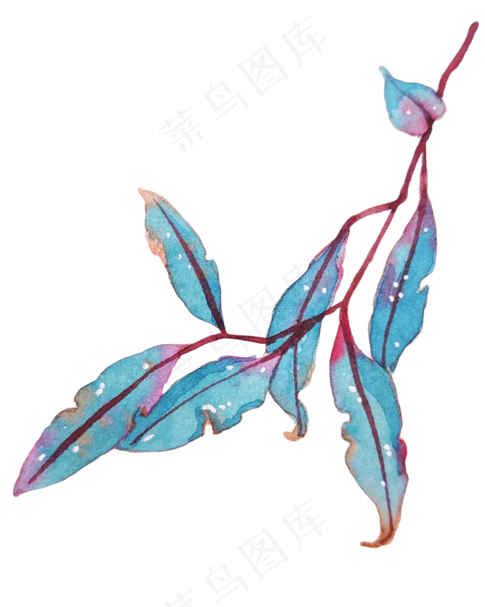 水彩枝藤叶子(2000X2500(DPI:300))psd模版下载