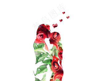 520浪漫情侣水彩手绘