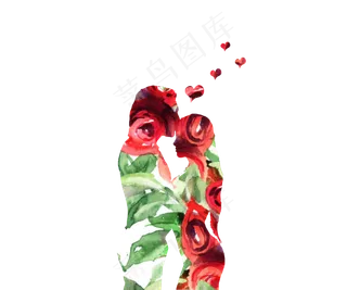 520浪漫情侣水彩手绘