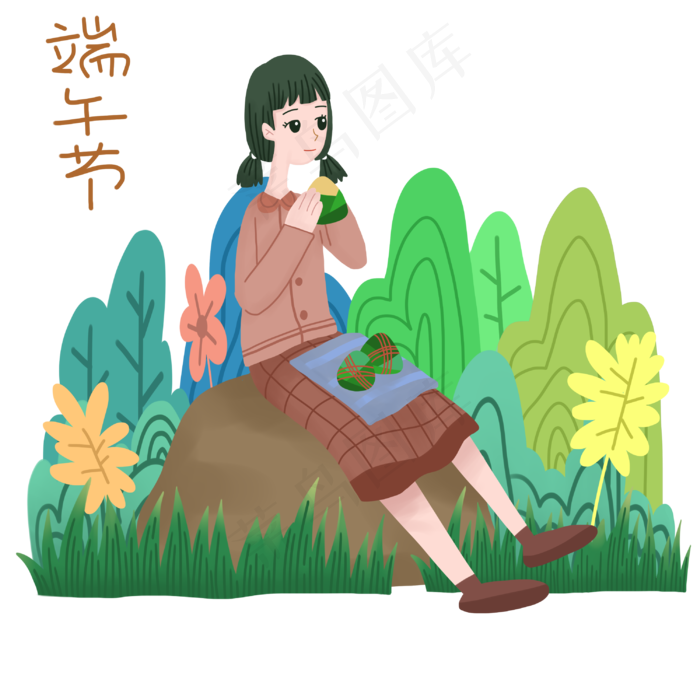 吃粽子小女孩(3000X3000(DPI:299))psd模版下载