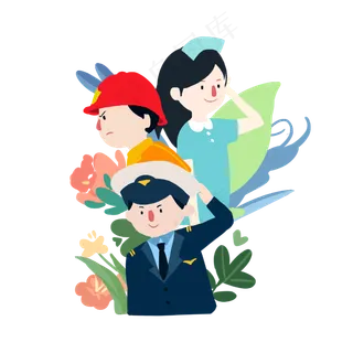 致敬劳动节人物奉献扁平风免扣p