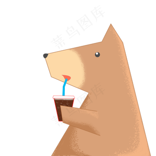 夏天大暑小狗喝可乐小清新免扣素