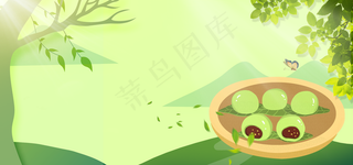 清明节简约文艺绿色清明团子banner