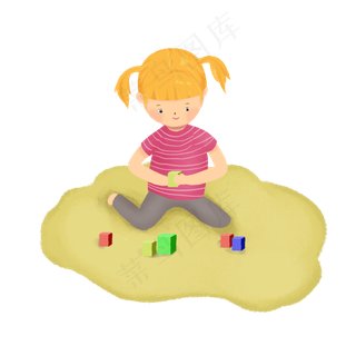 六一儿童节玩积木的小孩