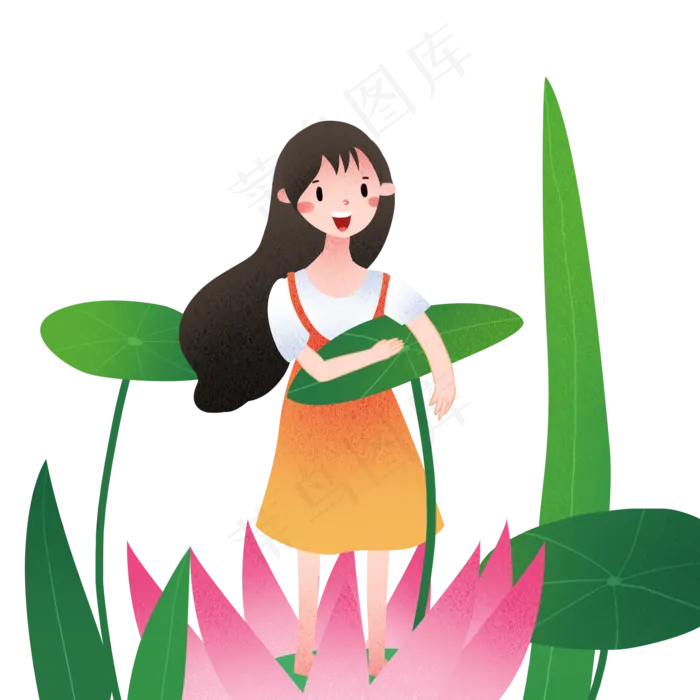 立夏植物卡通女孩