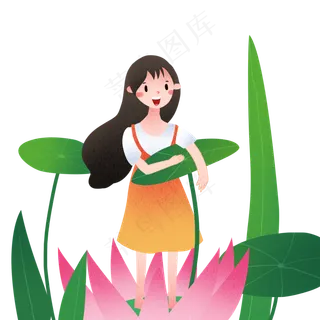 立夏植物卡通女孩