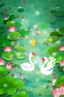 大暑小暑绿色节气天鹅湖