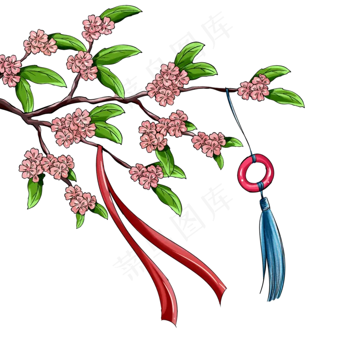 手绘古风桃花(2000X2000(DPI:300))psd模版下载