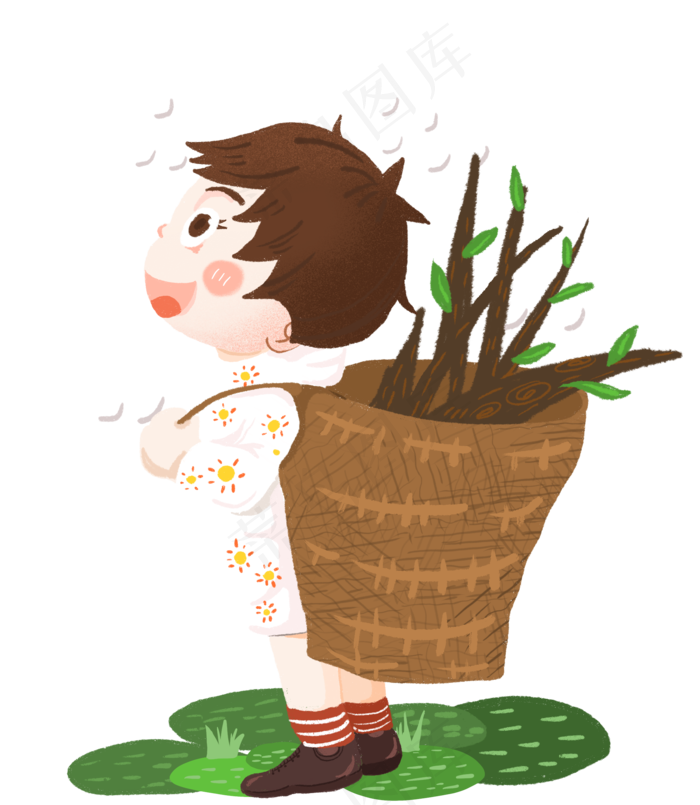 植树节准备植树的男孩(2000X2300(DPI:300))