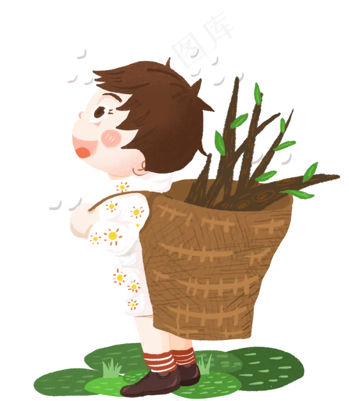 植树节准备植树的男孩(2000X2300(DPI:300))