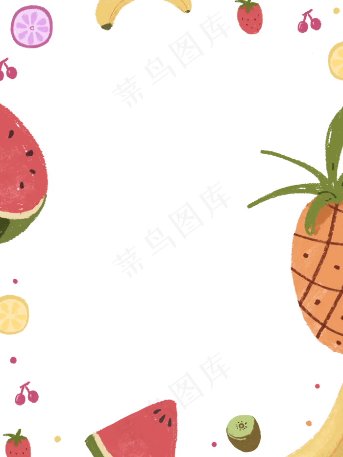 夏日水果透明边框(3000X4000(DPI:300))psd模版下载