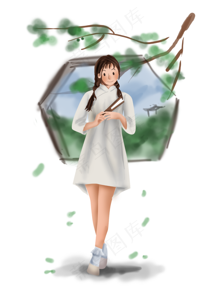 处暑公园里的女孩