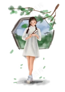 处暑公园里的女孩