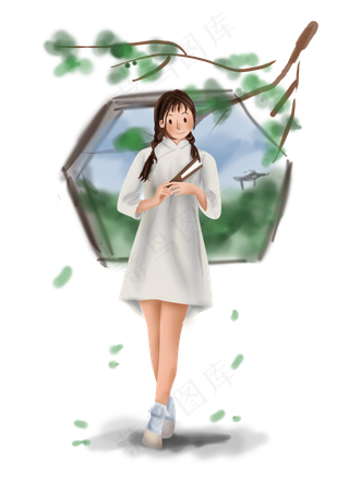 处暑公园里的女孩