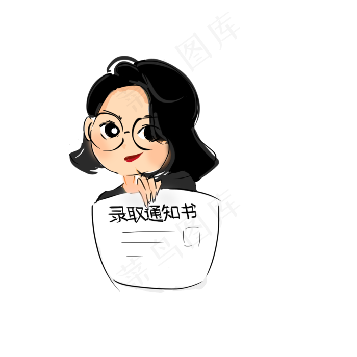 高考录取通知书卡通手绘,免抠元素(2000*2000px 300 dpi )psd模版下载