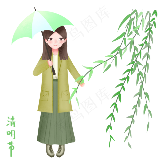 清明节打伞的女孩(2000X2000(DPI:300))psd模版下载