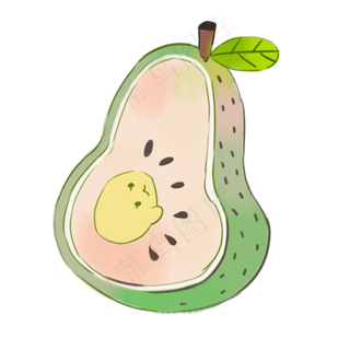 卡通手绘一颗新鲜的梨子