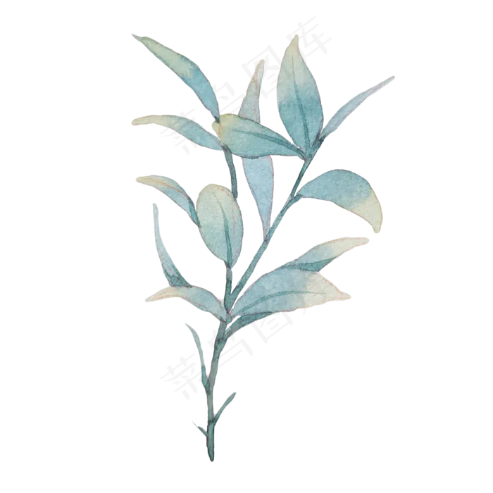 树叶水彩植物(2000X2000(DPI:300))psd模版下载