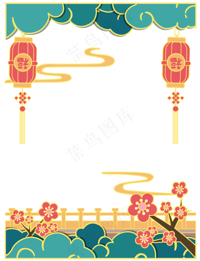 新年吉祥国潮边框,免抠元素(2000X2000(DPI:300))ai矢量模版下载