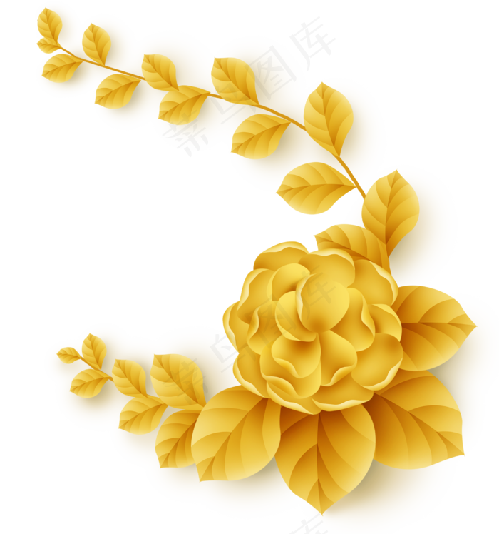 金色立体玫瑰(2952X3156(DPI:299))psd模版下载