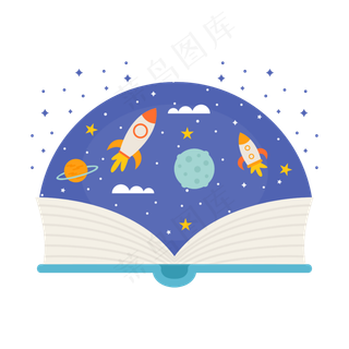 卡通书里的太空遨游矢量图片,免抠元素