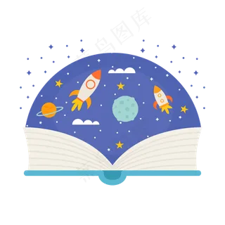 卡通书里的太空遨游矢量图片,免抠元素