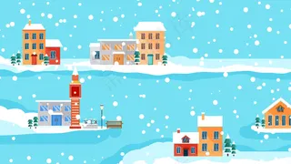 冬天冬季城市下雪