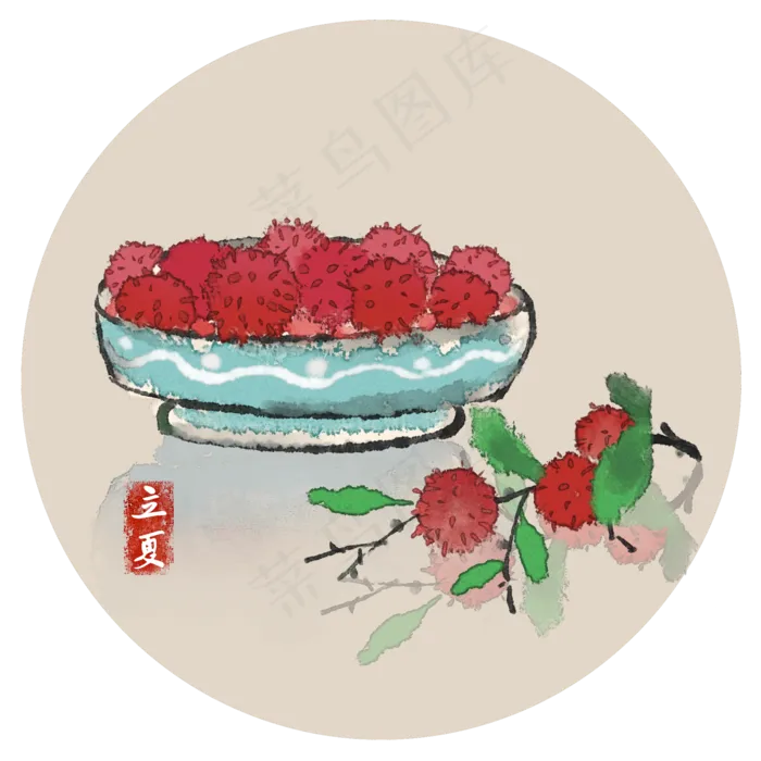 立夏杨梅24节气时令水果(2000X2000(DPI:300))psd模版下载
