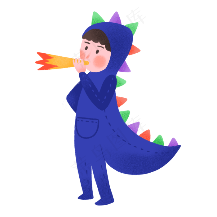 可爱小男孩穿着恐龙衣服