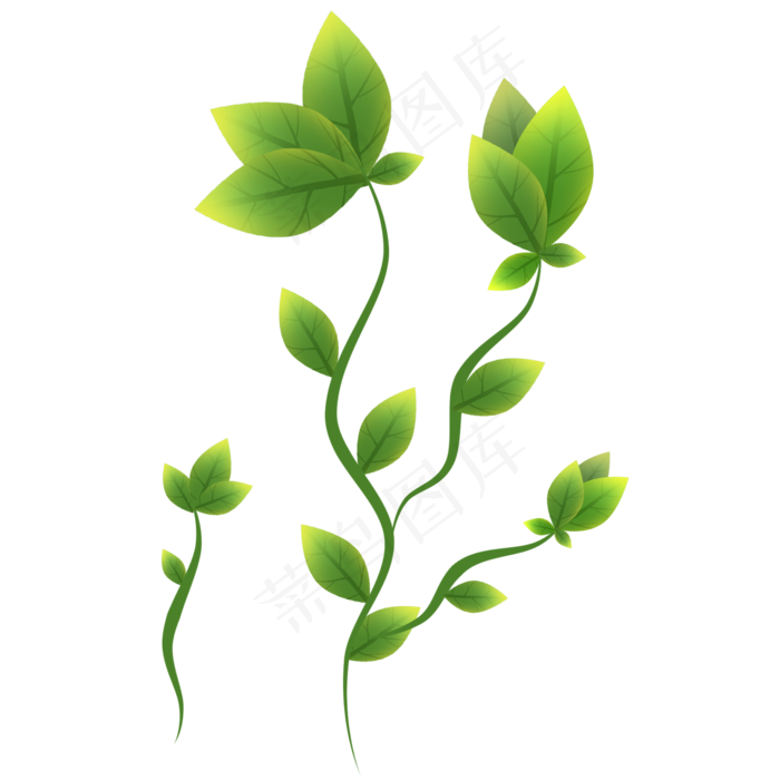 卡通绿色植物藤蔓,免抠元素(2000X2000(DPI:300))psd模版下载