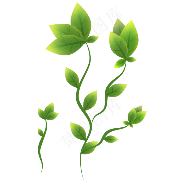卡通绿色植物藤蔓,免抠元素(2000X2000(DPI:300))psd模版下载